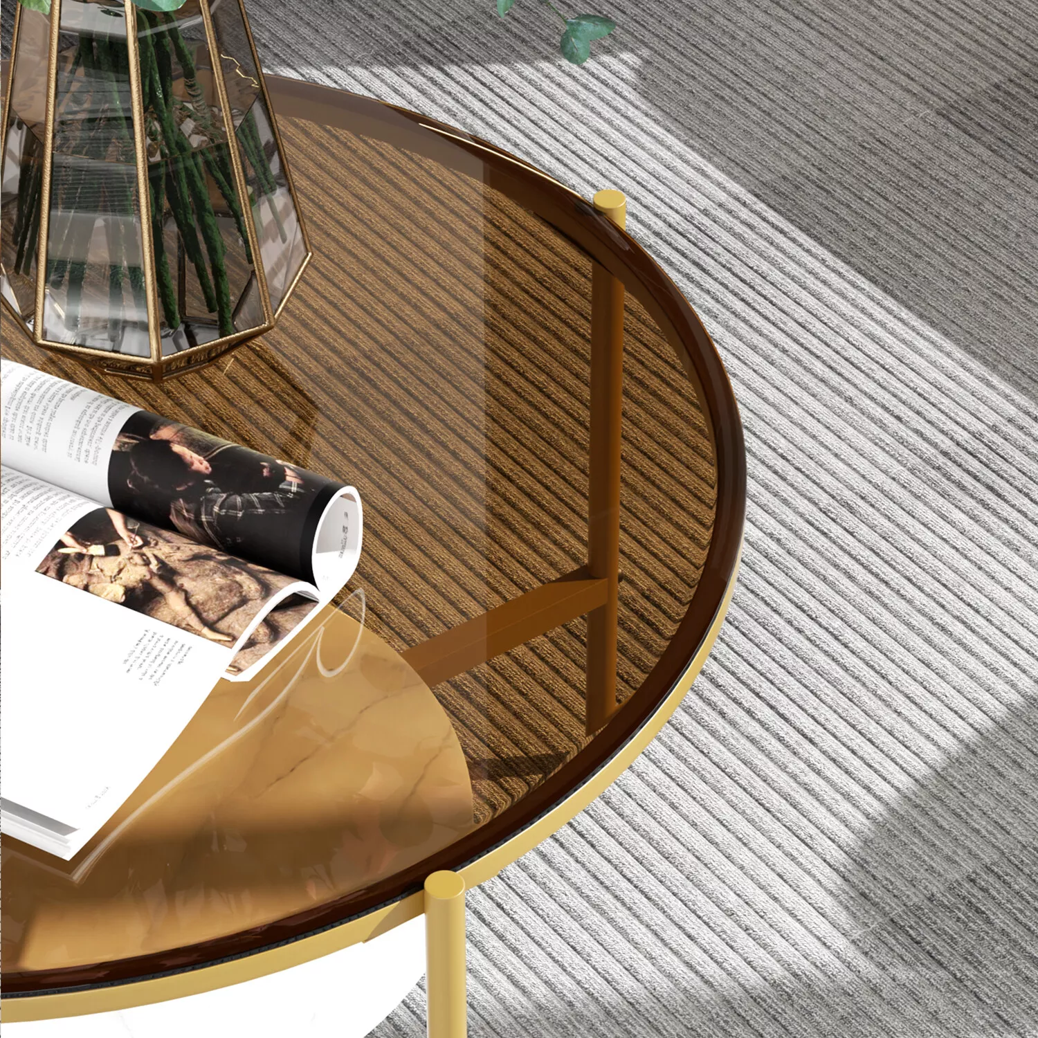 Isra Round Glass Coffee Table - Image 3