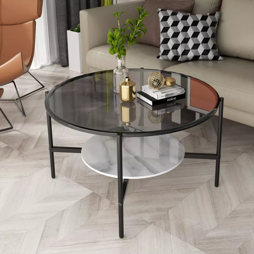 Isra Round Glass Coffee Table - Image 6