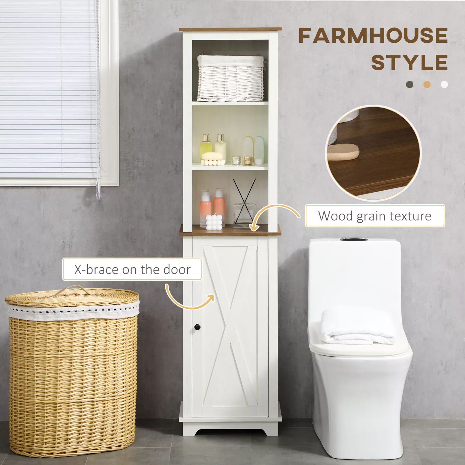 Jaydon Tall Freestanding Bathroom Cabinet - Image 4