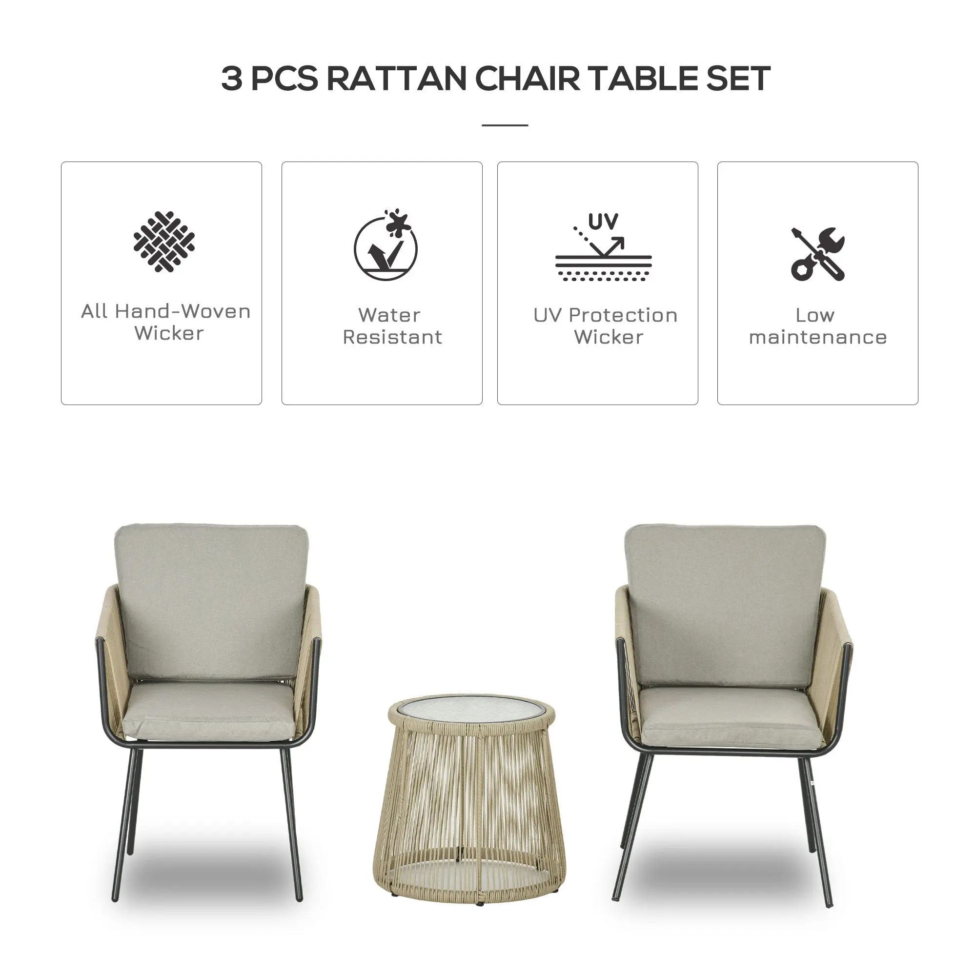 Jenson 3 Piece Bistro Patio Furniture Set - Image 3