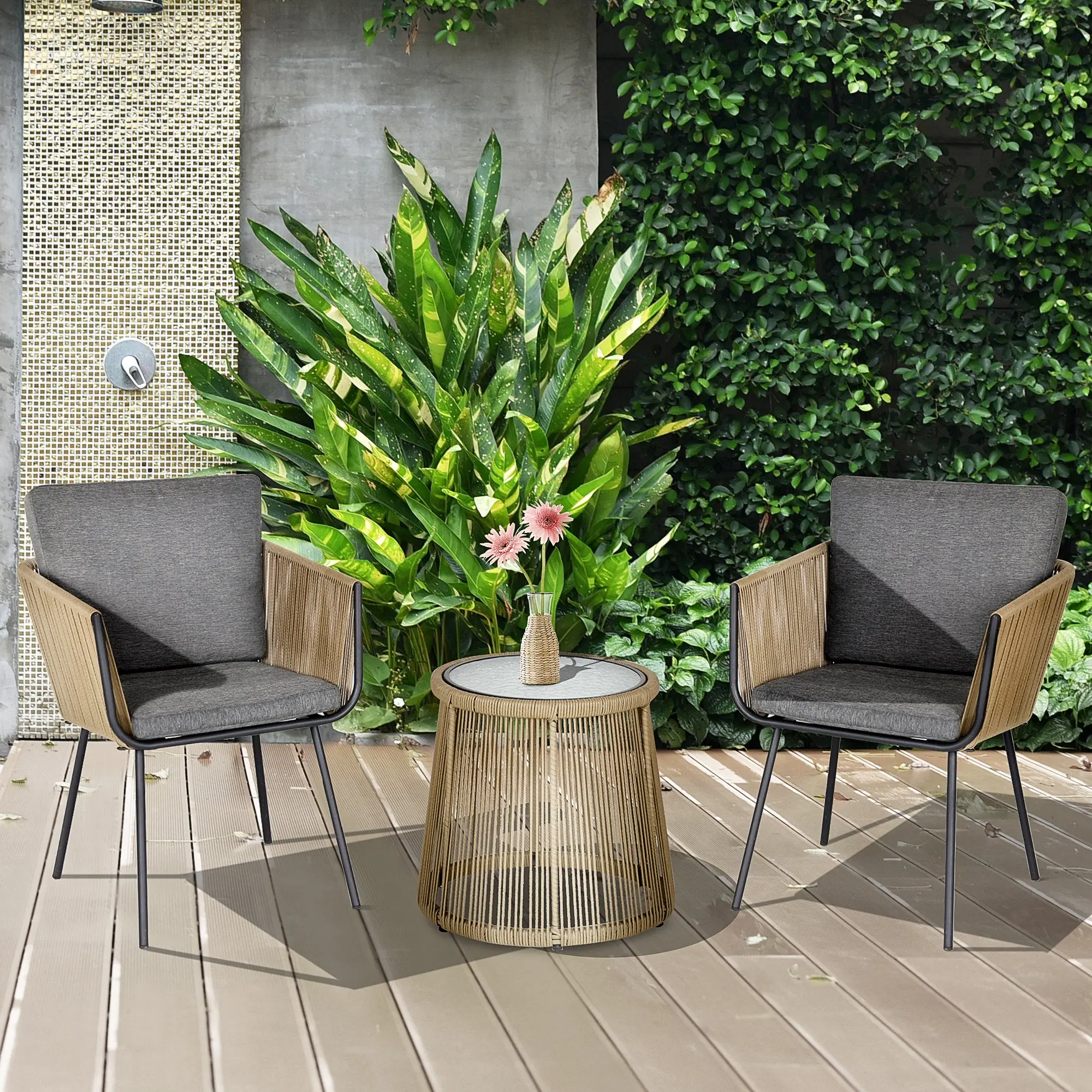Jenson 3 Piece Bistro Patio Furniture Set - Image 8