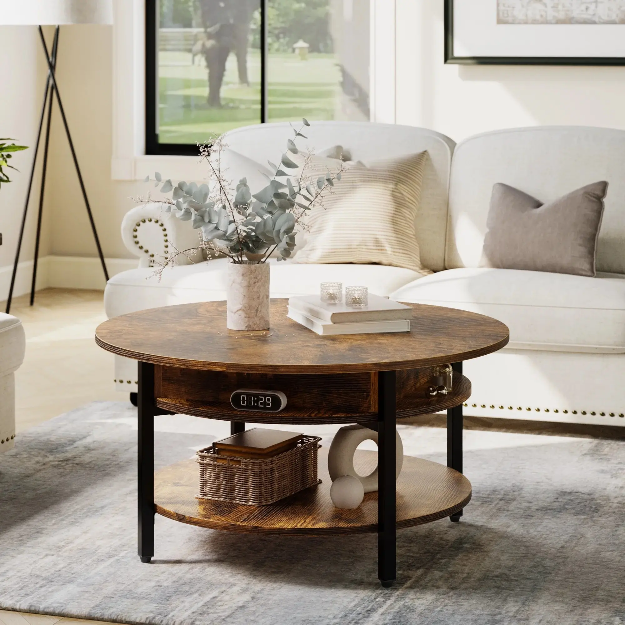 Jerry Round Modern Lift Top Coffee Table - Image 8