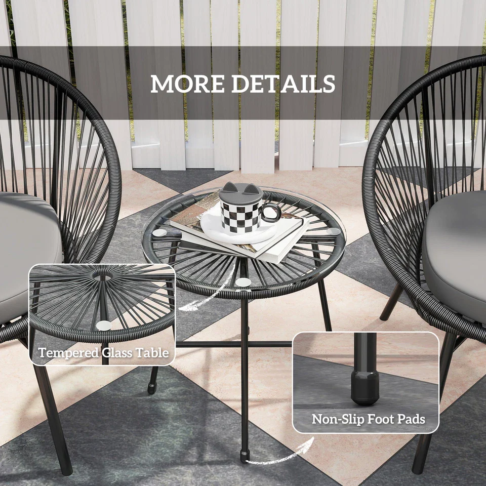 Josef 3 Piece Bistro Patio Furniture Set - Image 5