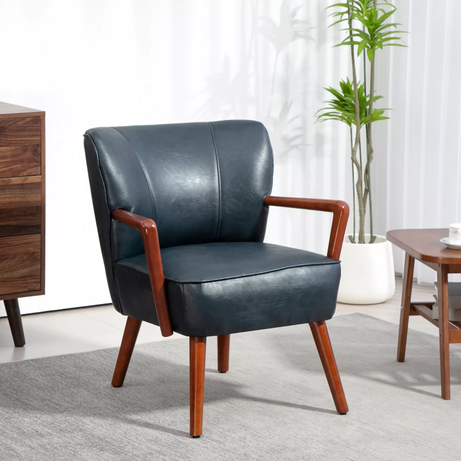 Julie Leather Accent Armchair - Image 9