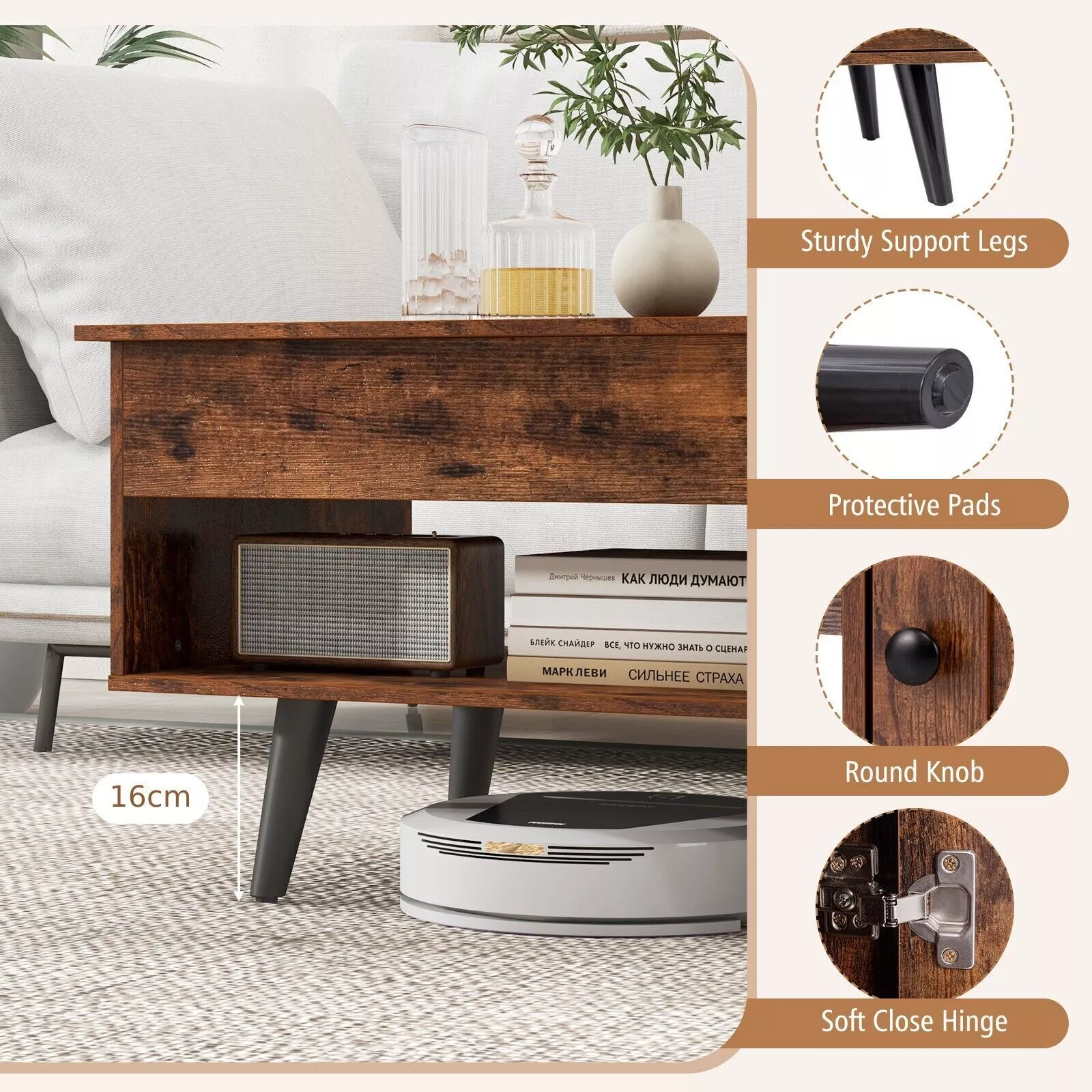 Juliet Lift Top Coffee Table With Storage - Image 5