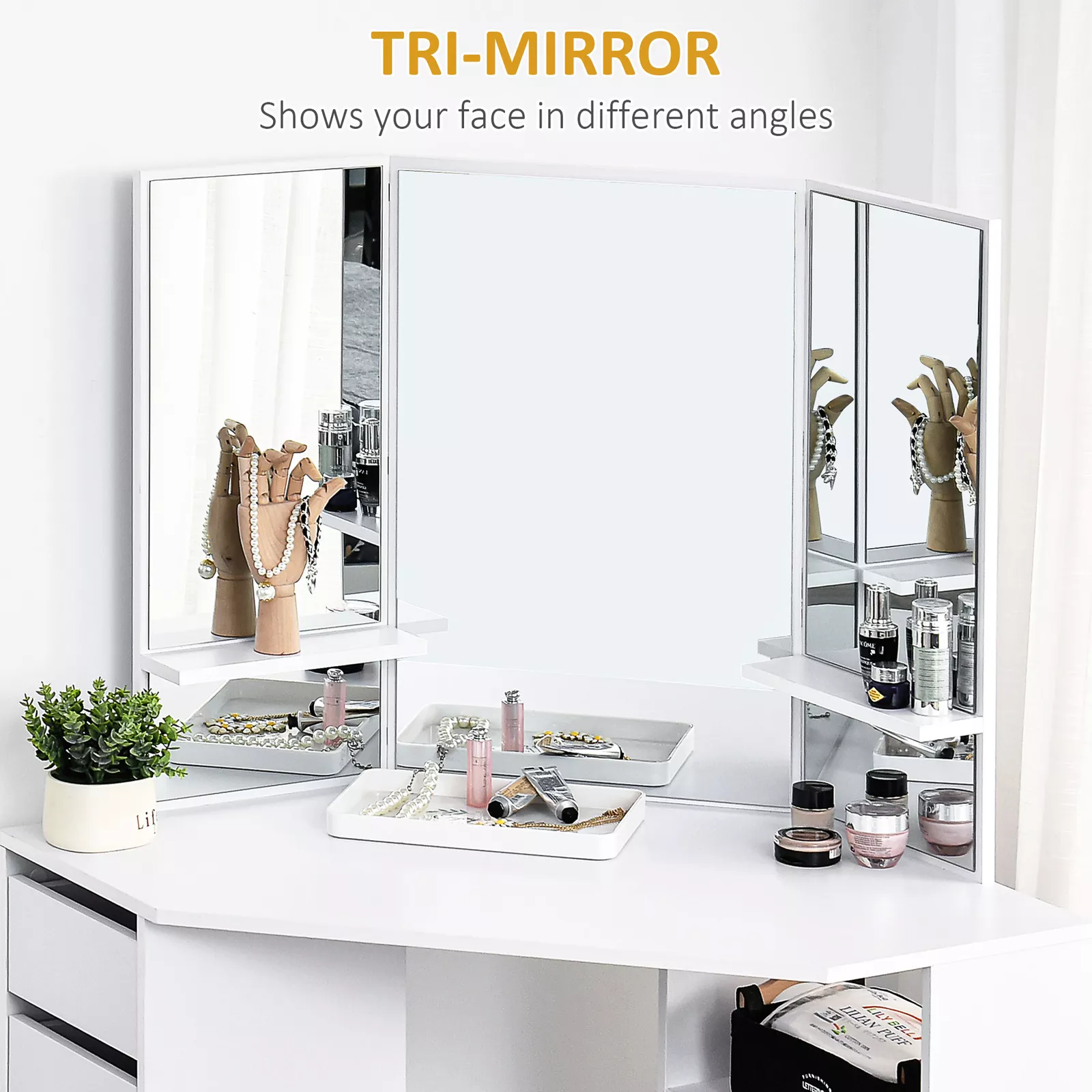 Kasey Corner Vanity Dressing Table - Image 4