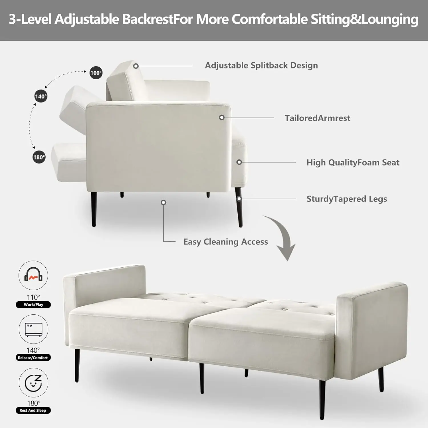 Kate Bedroom Futon Sofa Bed - Image 4