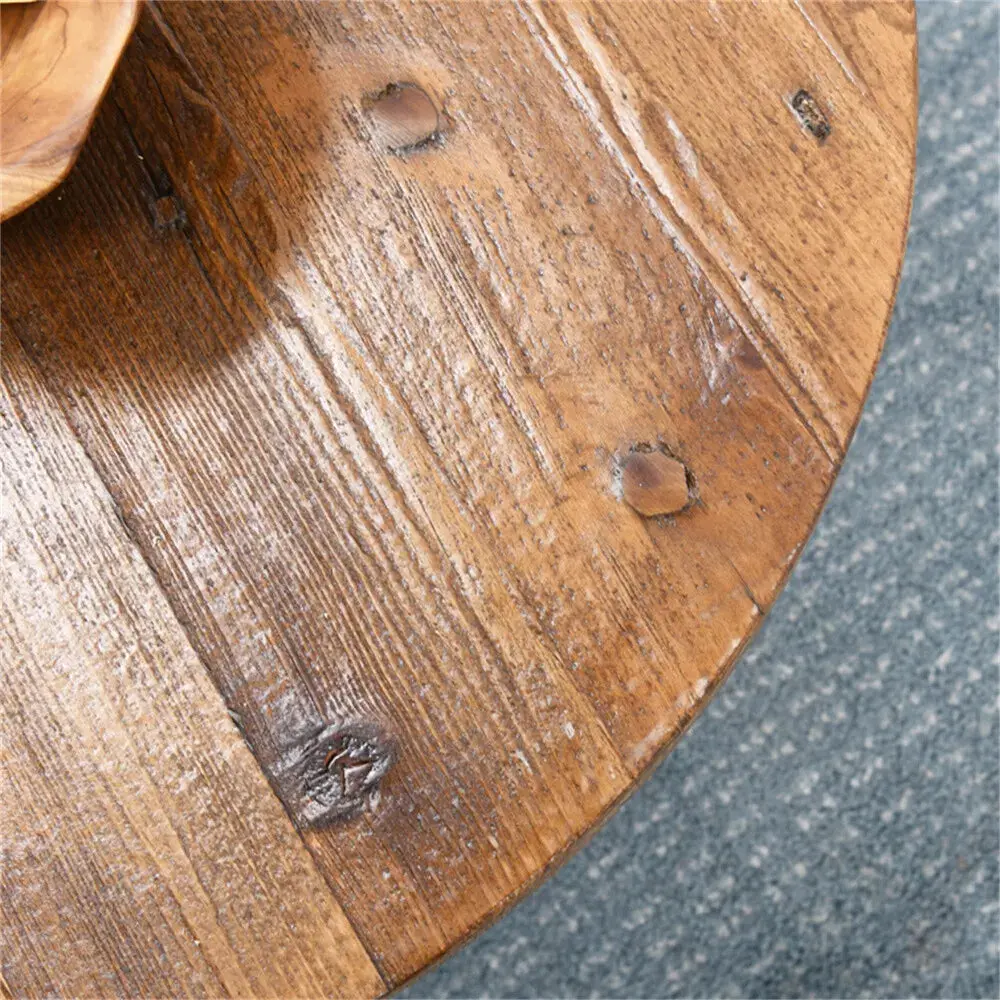 Kobi Rustic Round Farmhouse Coffee Table - Image 3