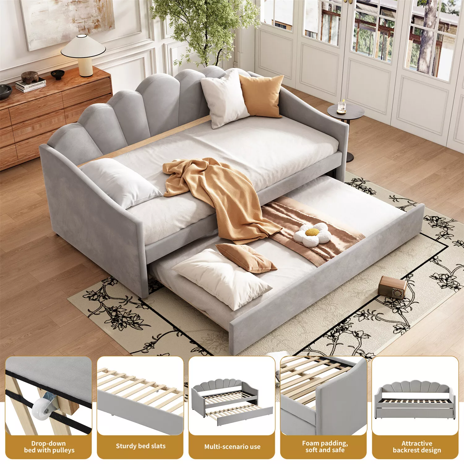 Laila Single Trundle Bed With Pull Out - Image 4