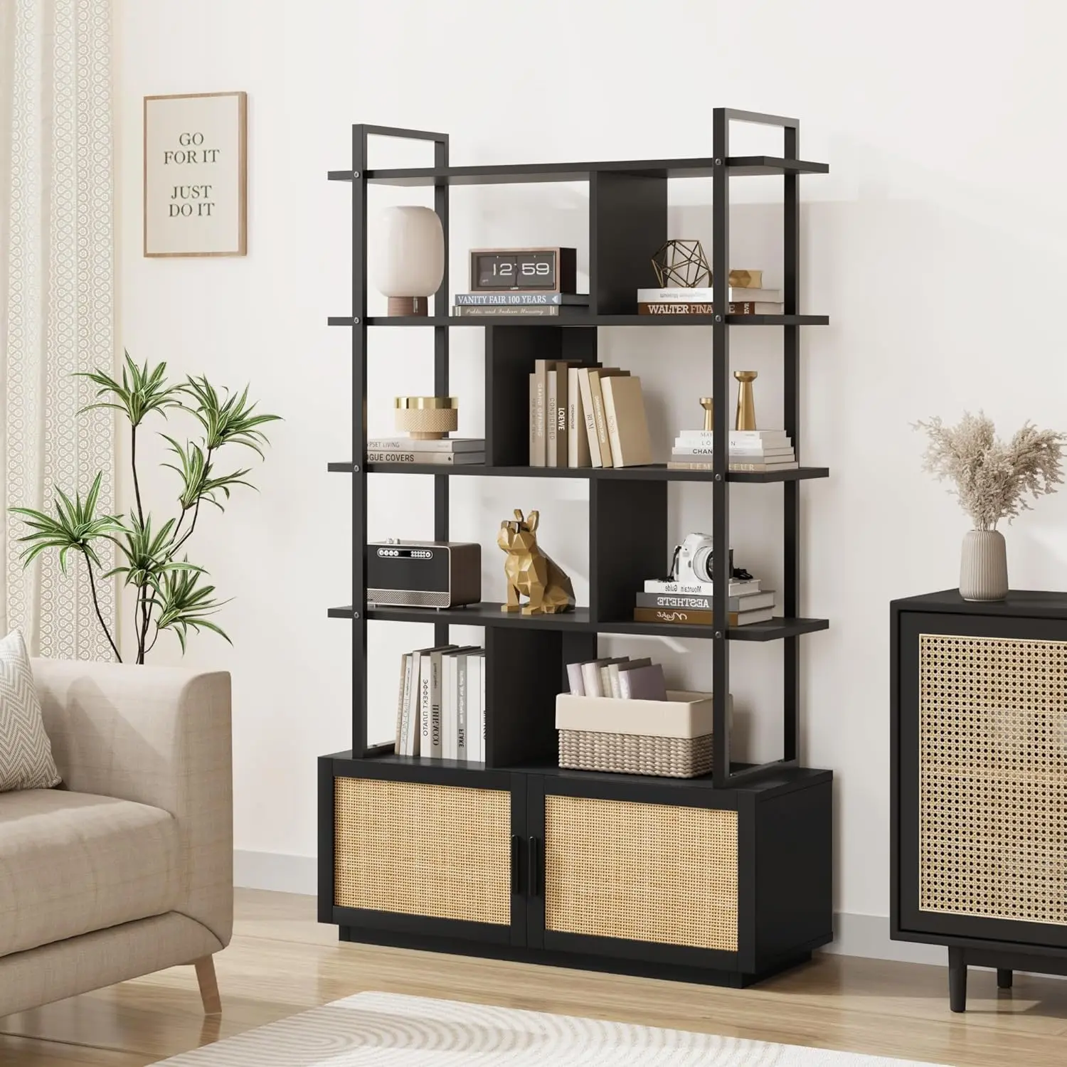 Lam Tall Rattan Bookcase Bookshelf - Image 7