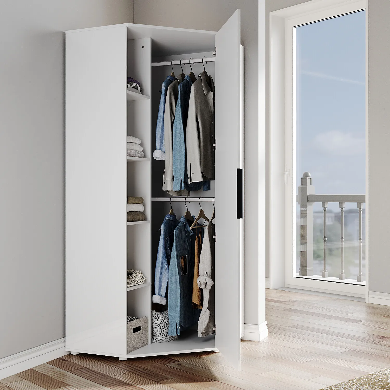 Leah Bedroom Corner Mirrored Wardrobe - Image 3
