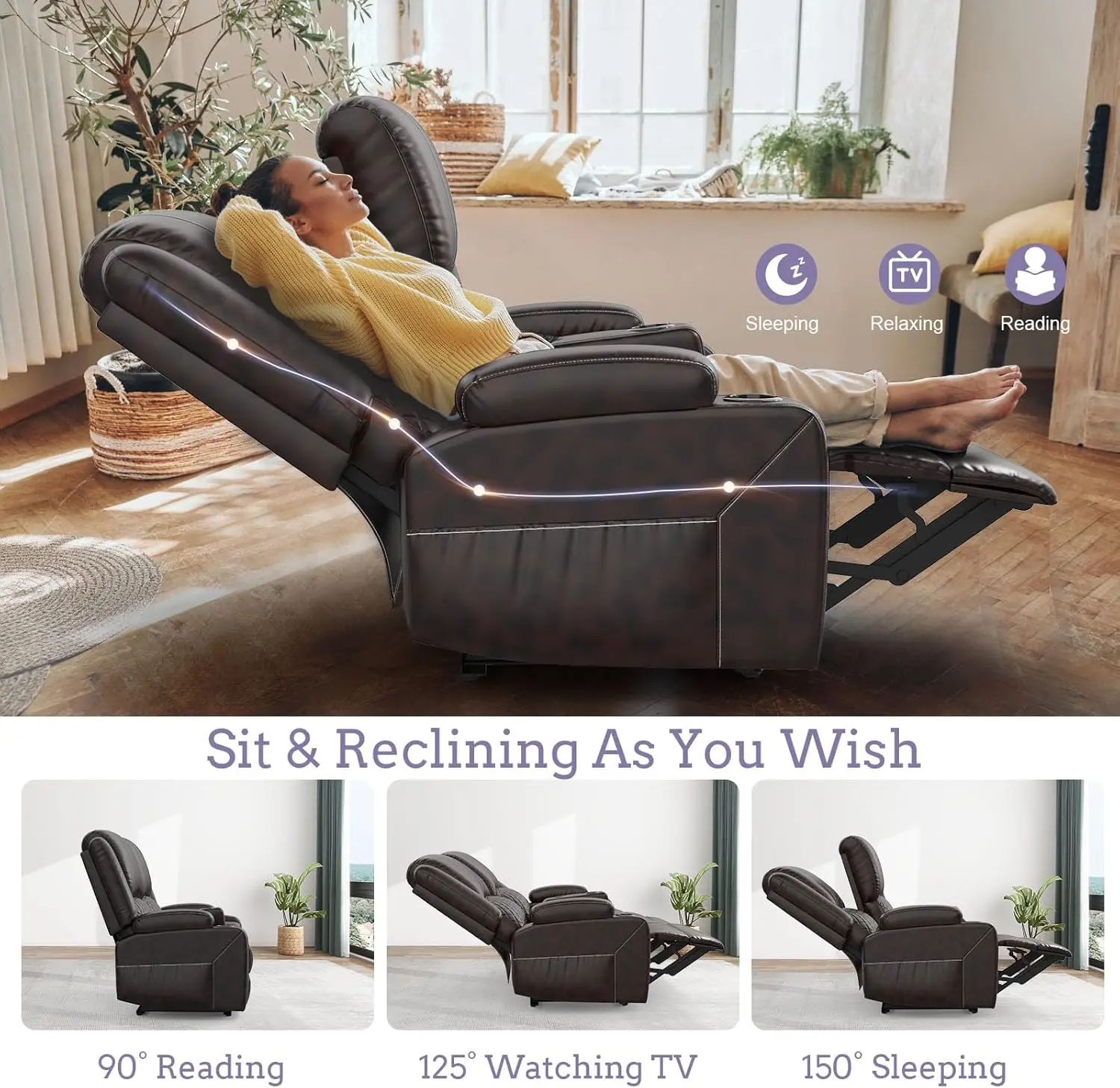 Leather 2 Seater Recliner Sofa Couch - Image 5
