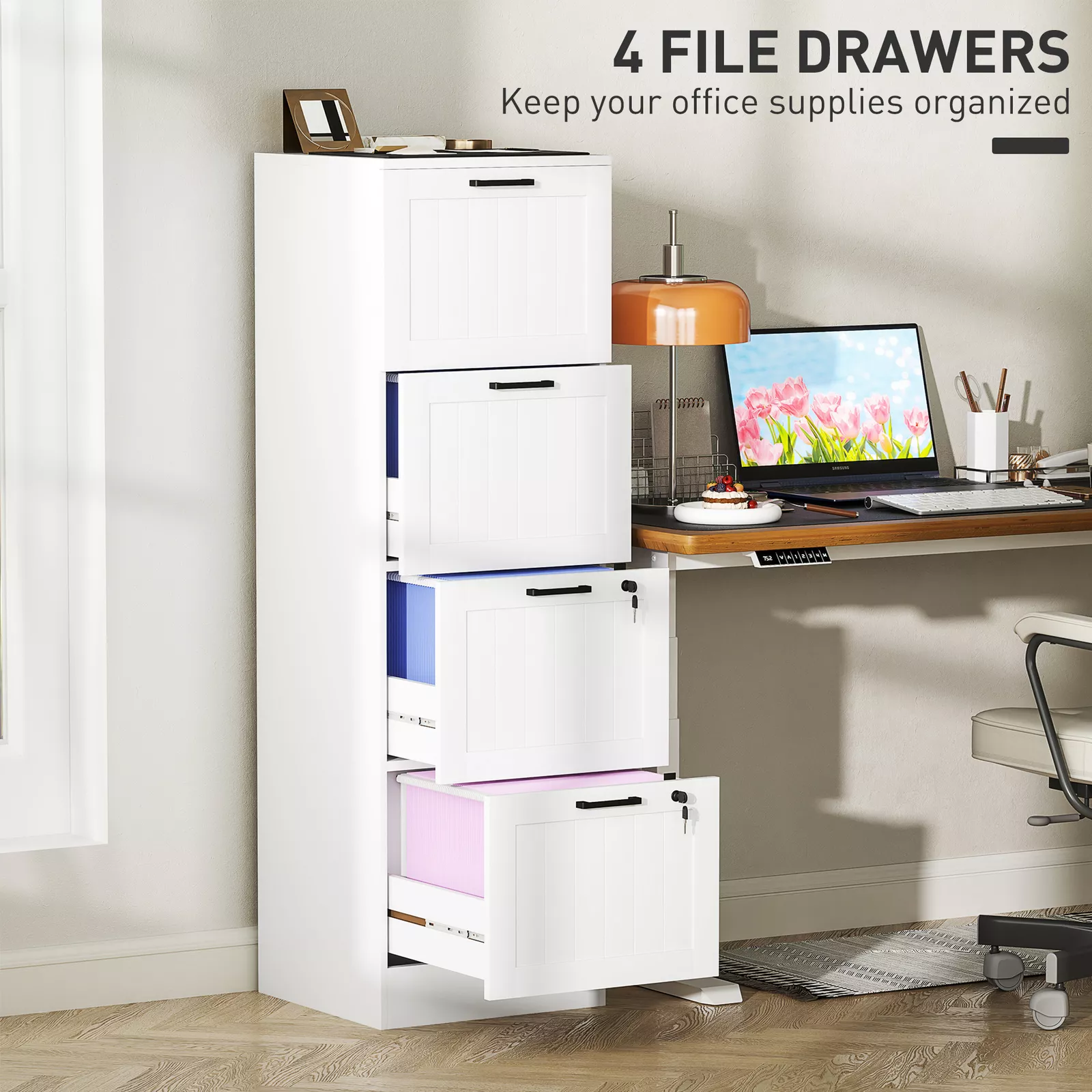 Leila Tall 4 Drawers File Cabinet - Image 3