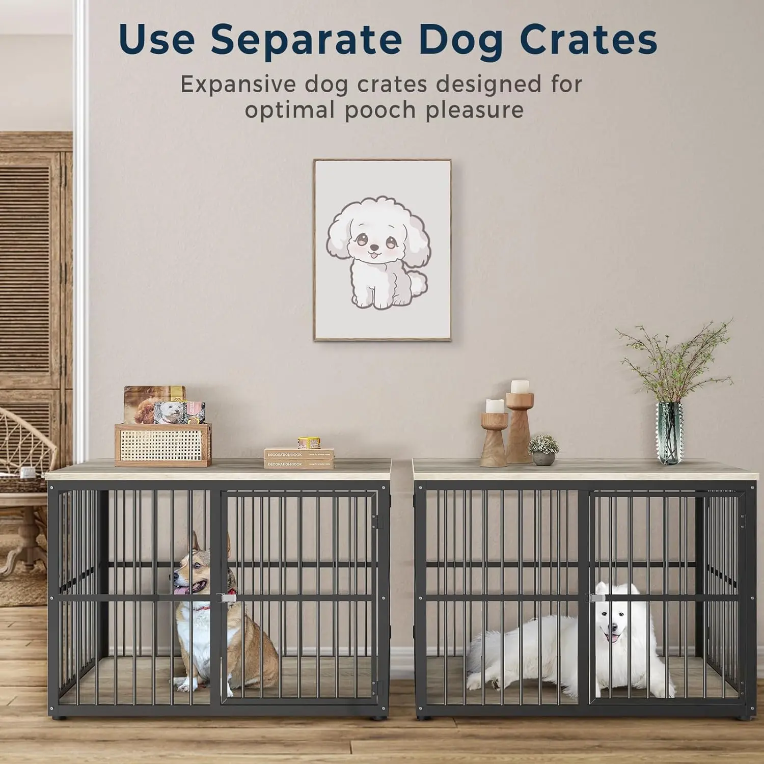 74.2" Lili Double Dog Crate Furniture For 2 Dogs - Image 3