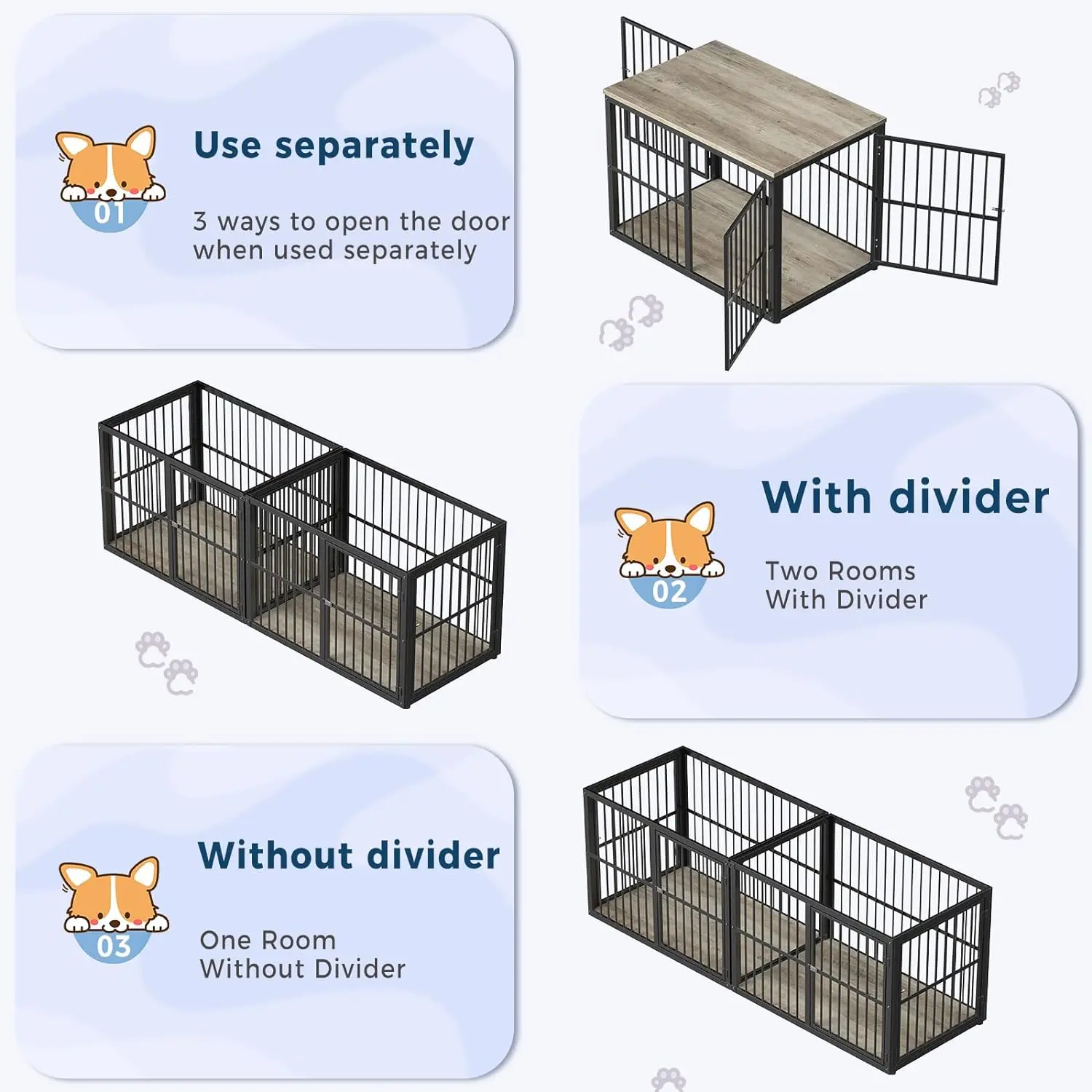 74.2" Lili Double Dog Crate Furniture For 2 Dogs - Image 6