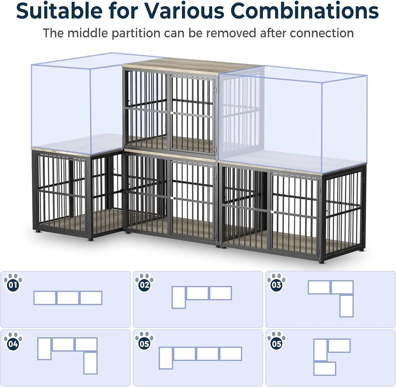 74.2" Lili Double Dog Crate Furniture For 2 Dogs - Image 7