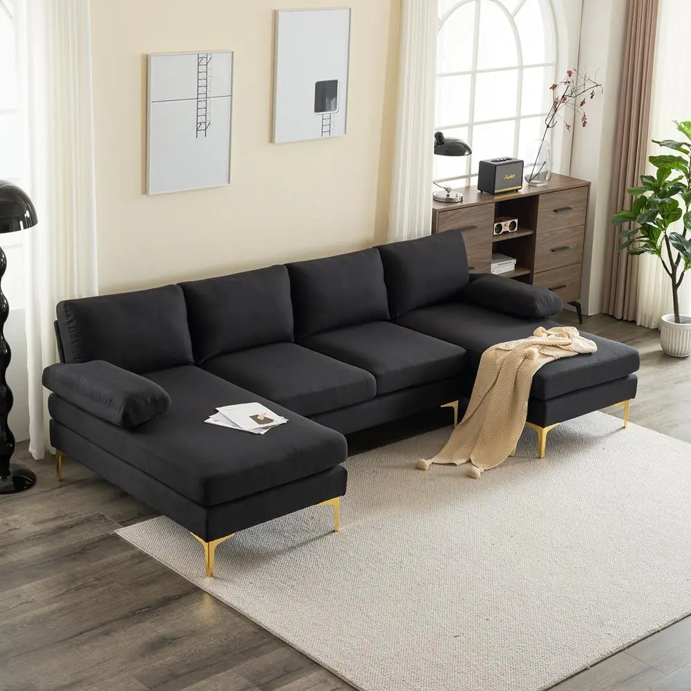 Linen U Shaped Sectional Couch - Image 7