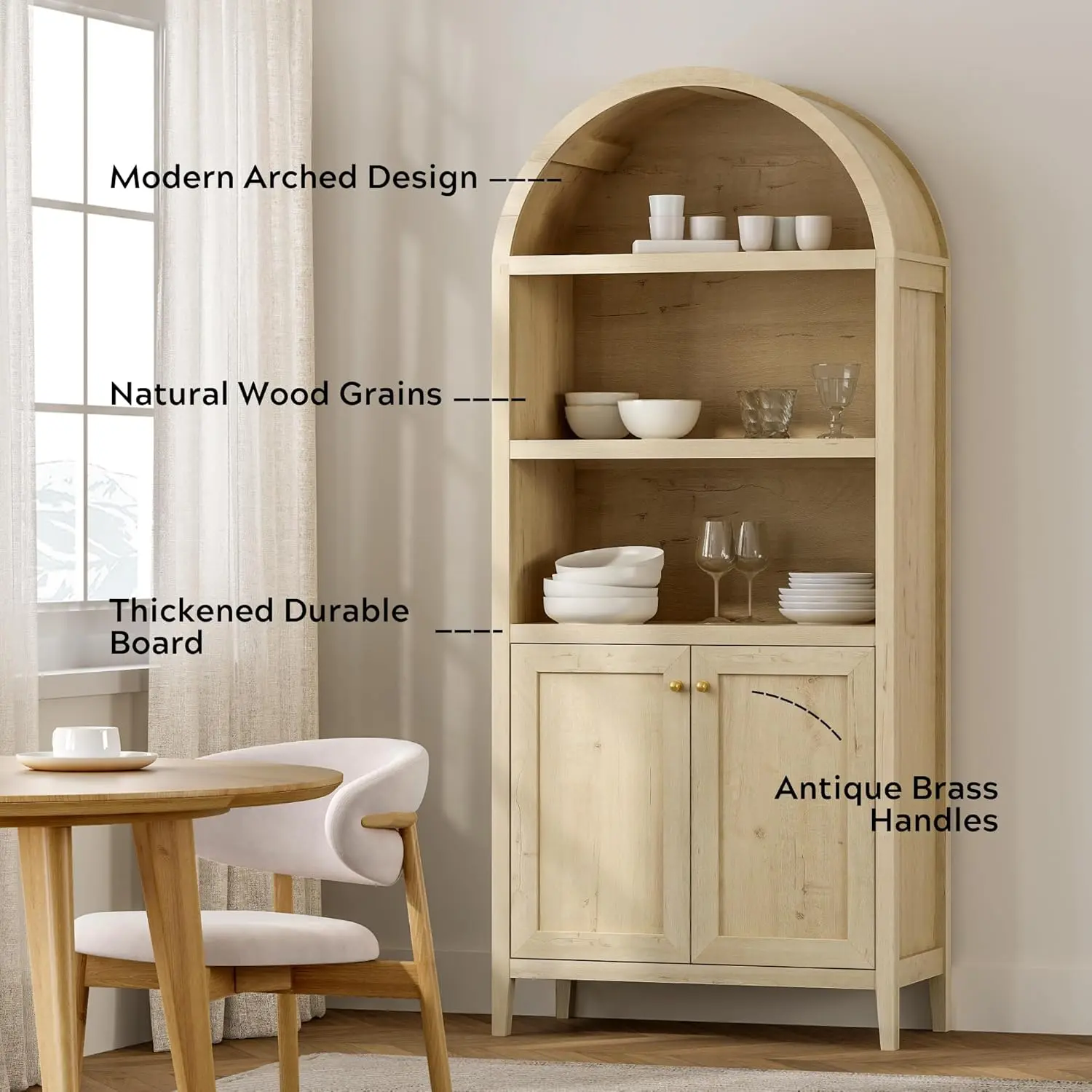 Lois Tall Arched Storage Display Cabinet - Image 4