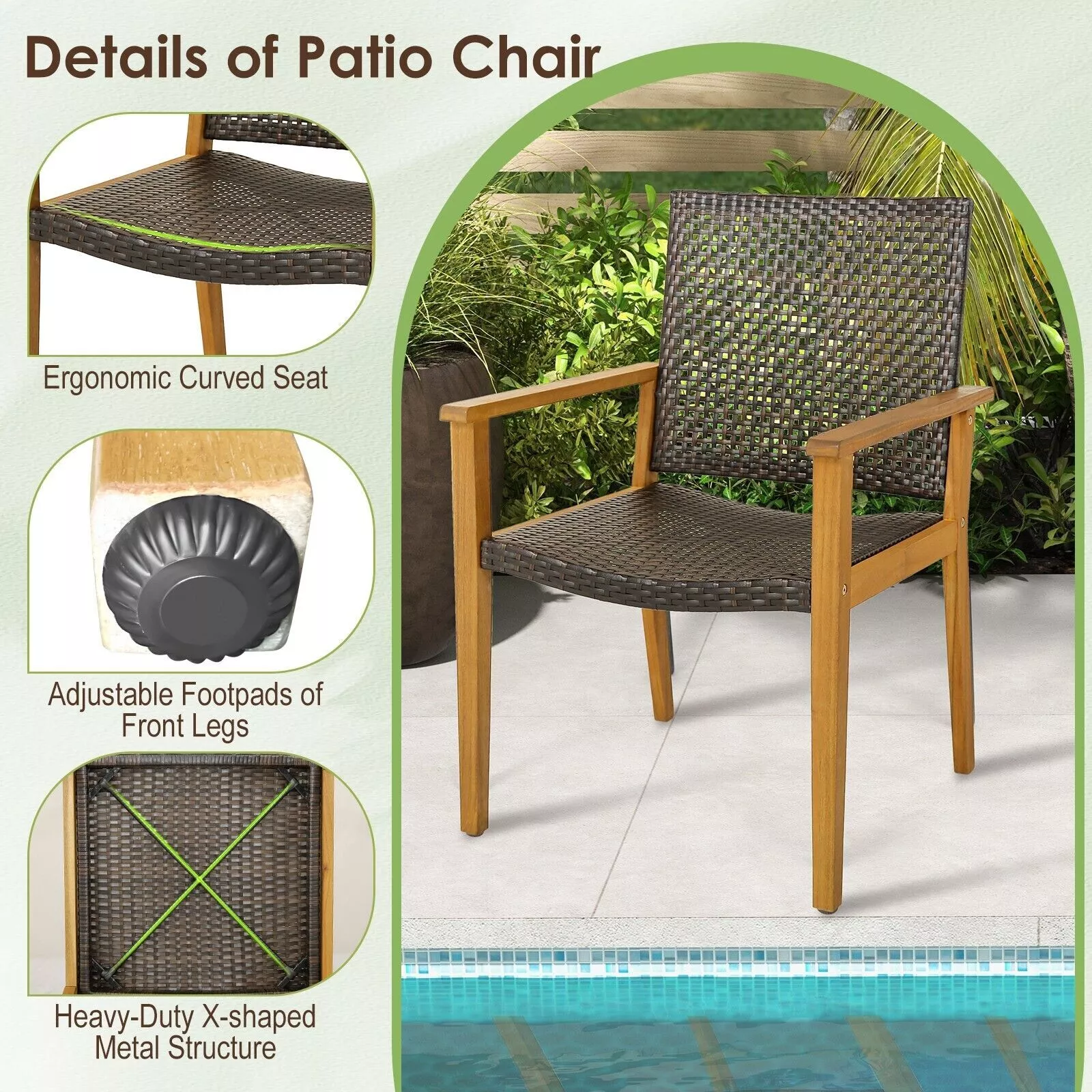 Lopez Rattan Garden Chair (Set of 4) - Image 4