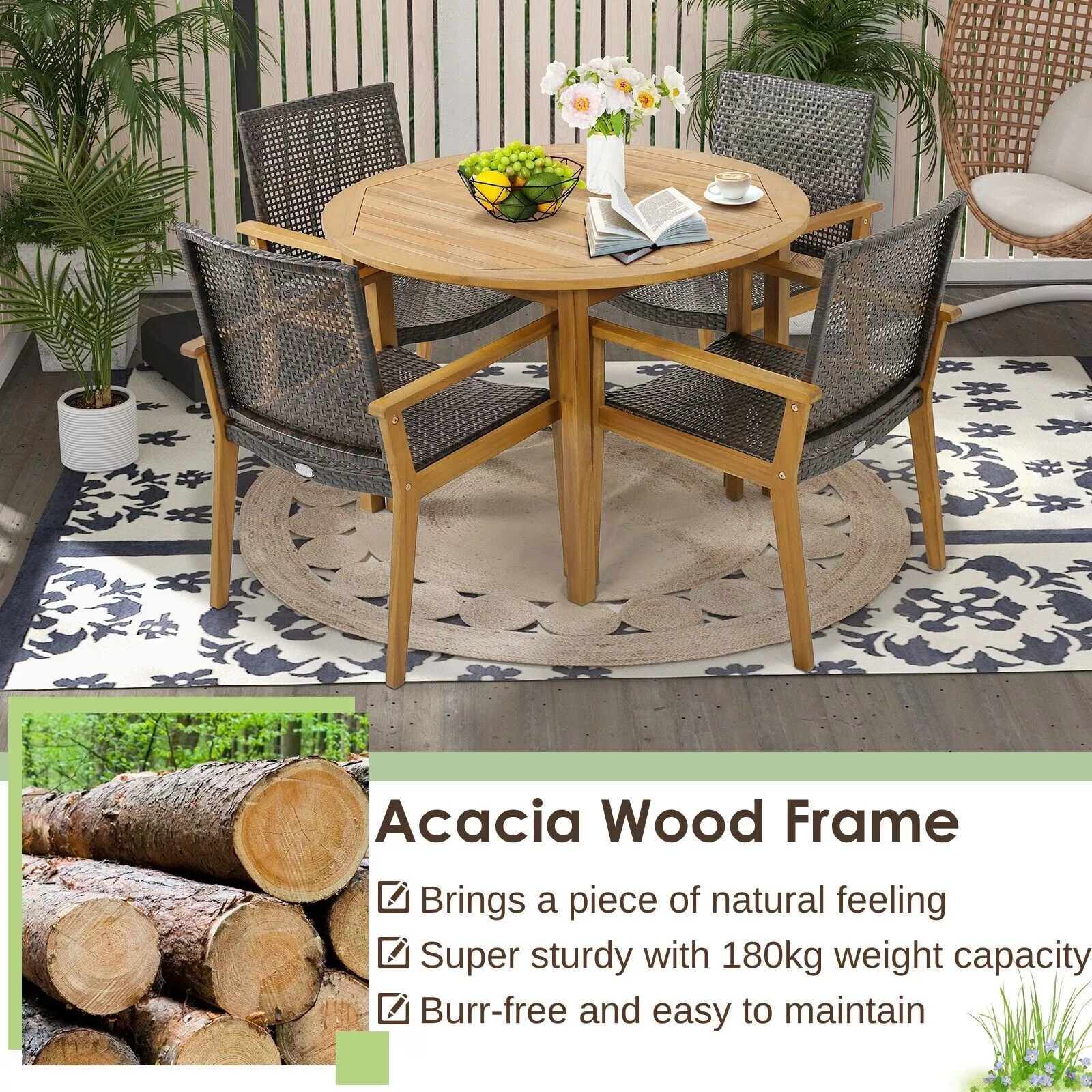 Lopez Rattan Garden Chair (Set of 4) - Image 5