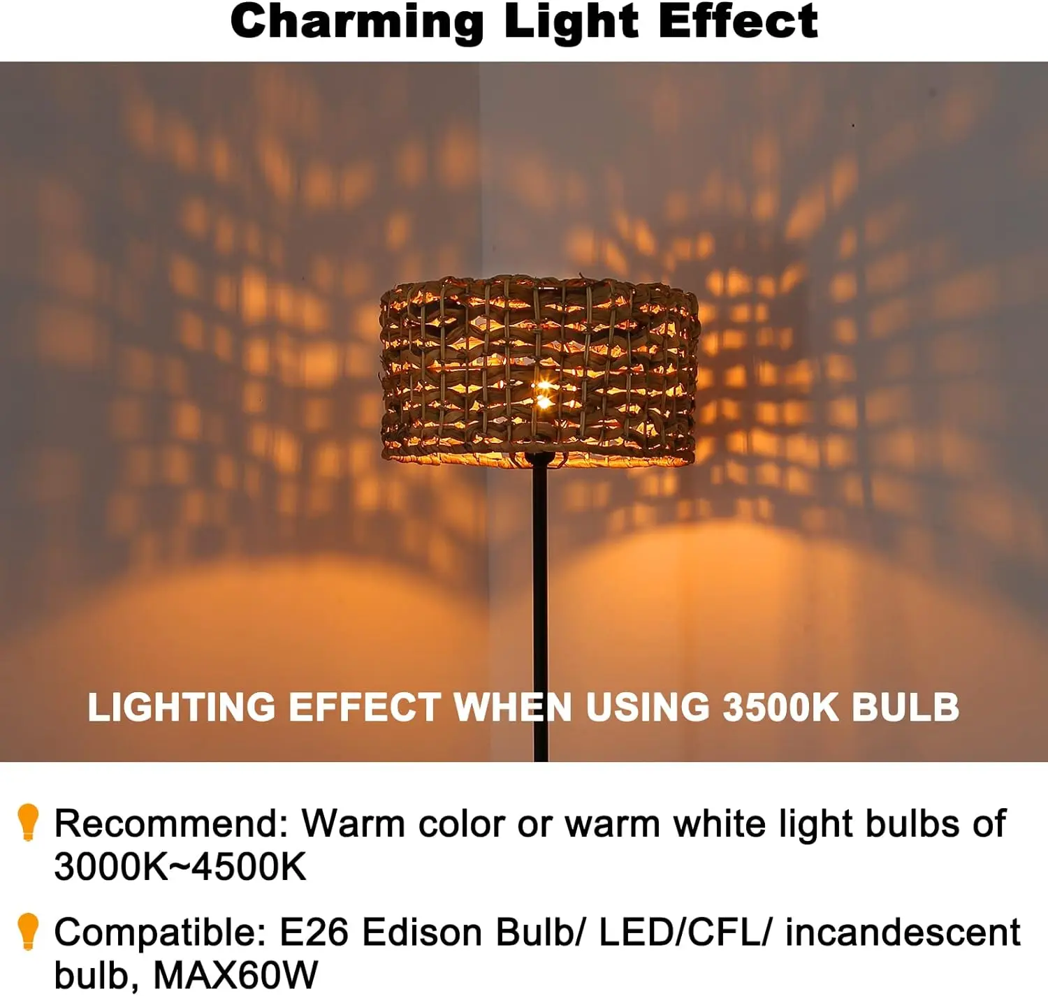 Lotus Rattan Living Room Floor Lamp - Image 4