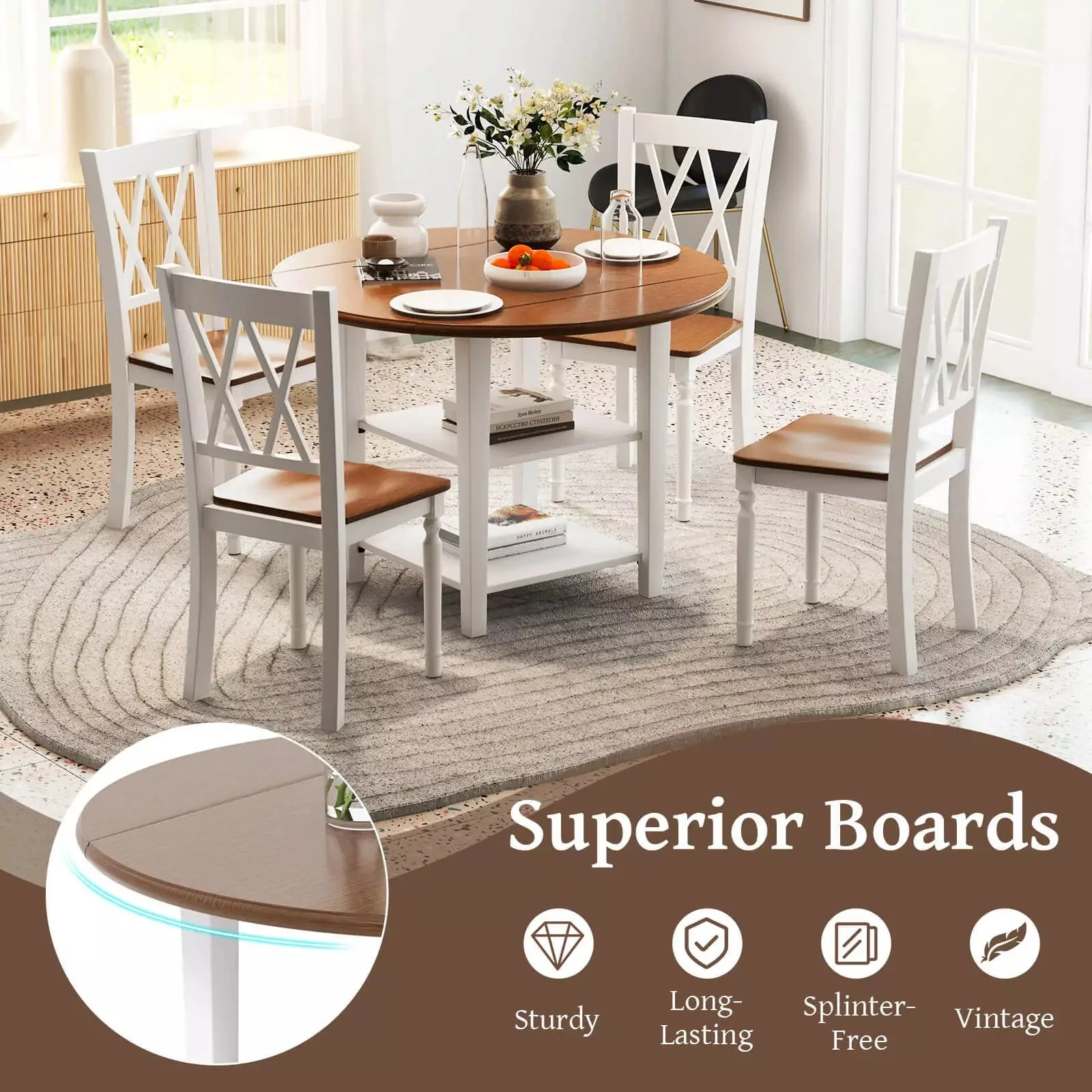 Lowe Round Drop Leaf Dining Table - Image 5