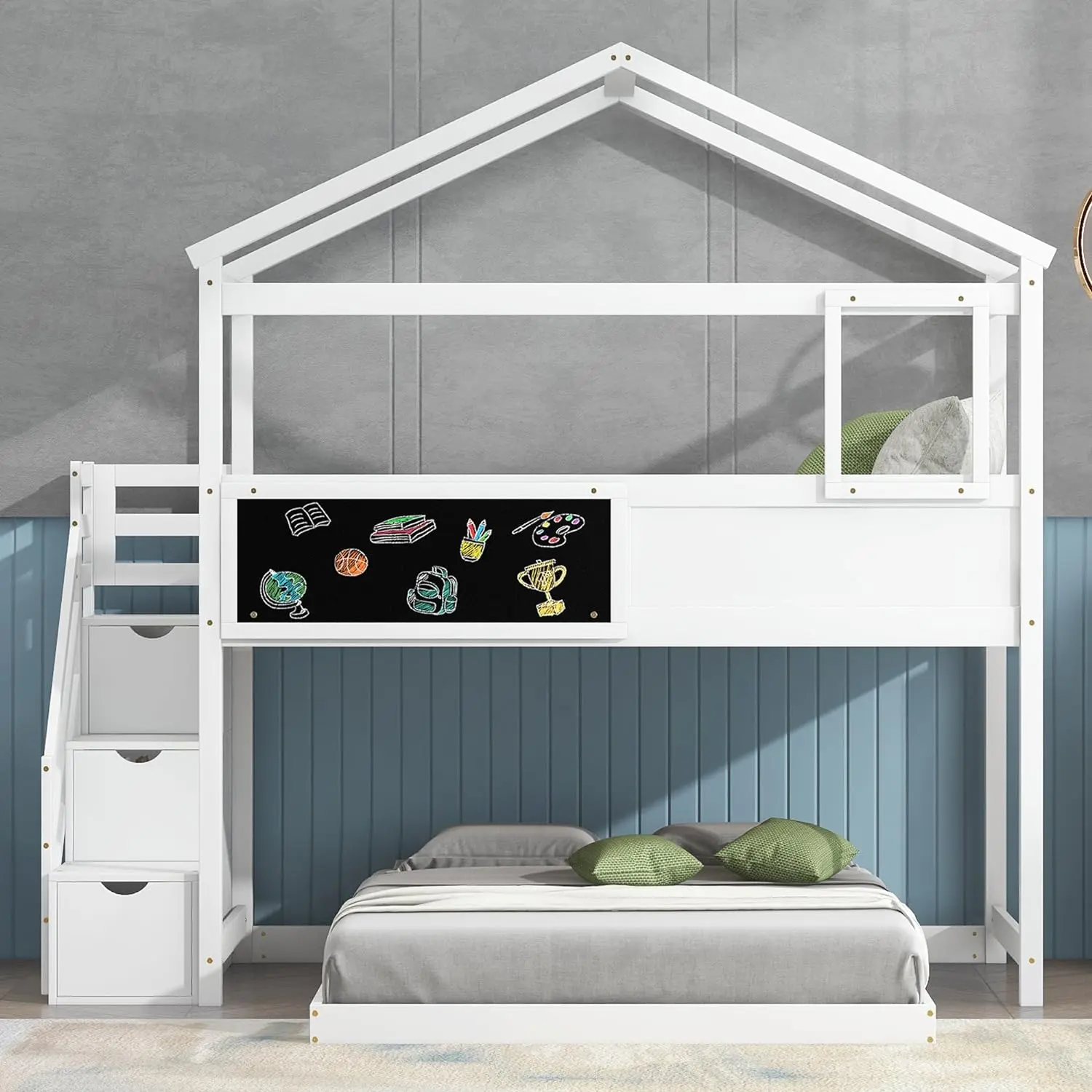 Lyra Twin Over Full Kids Bunk Bed With Stairs - Image 2