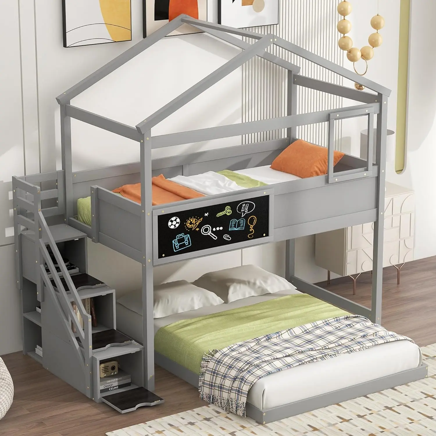 Lyra Twin Over Full Kids Bunk Bed With Stairs - Image 6