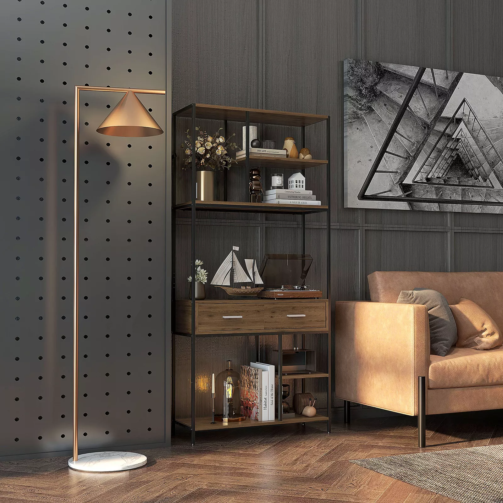 Melvin Industrial Bookcase Bookshelf