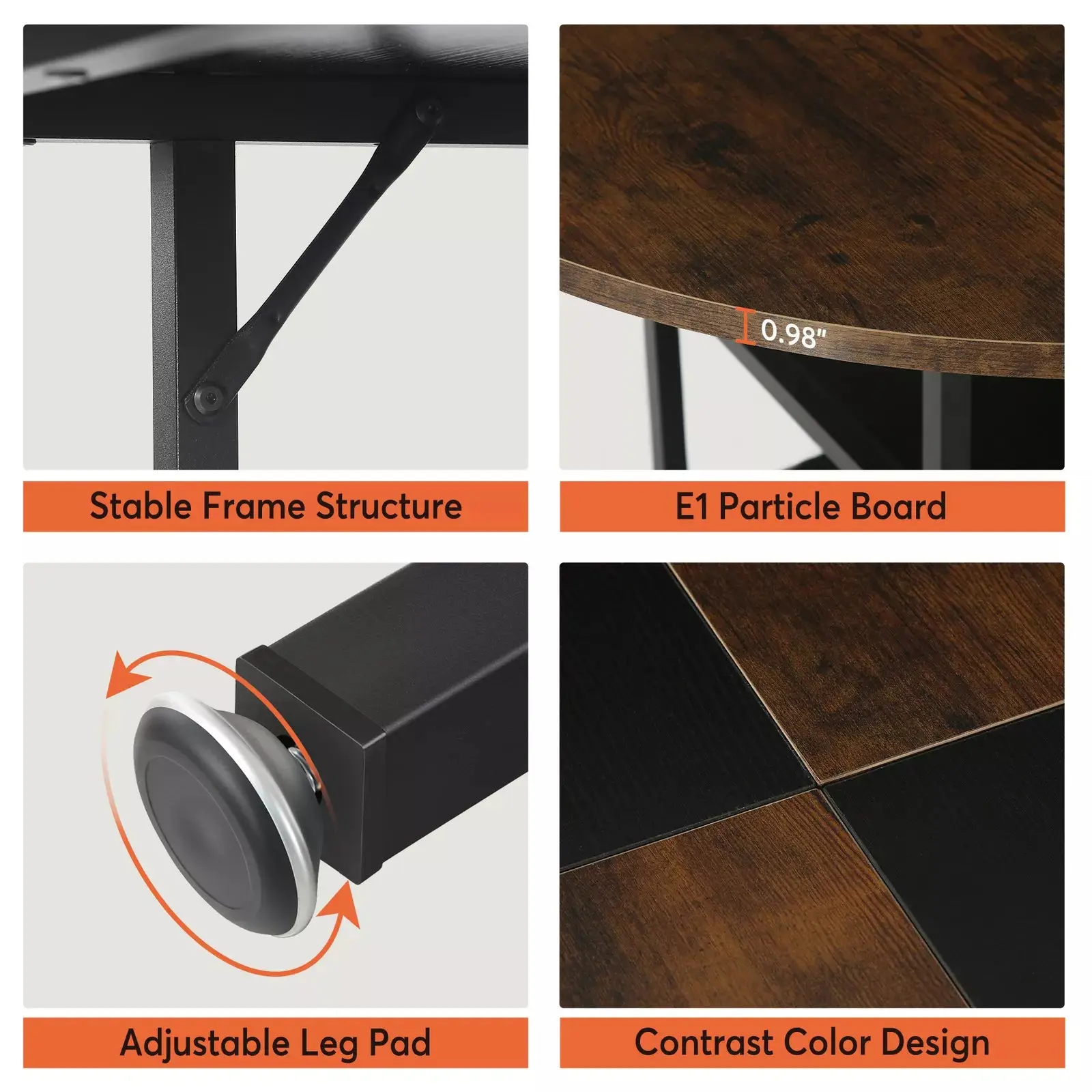 Mike Round Rustic Farmhouse Dining Table For 4 - Image 6