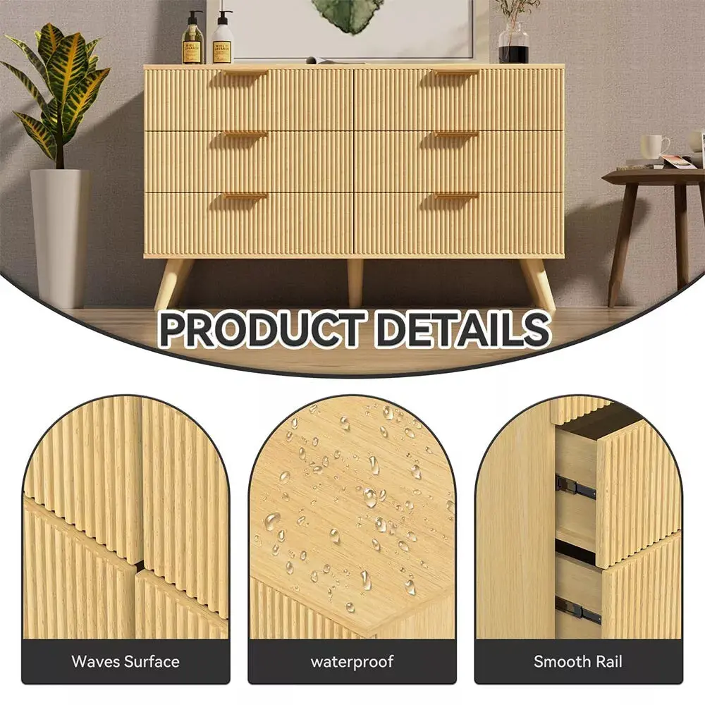 Mila Mid Century 6 Drawer Chest Dresser - Image 3
