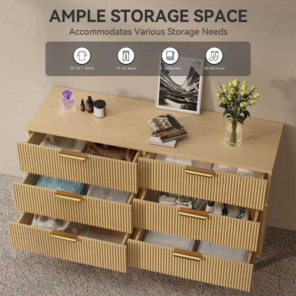 Mila Mid Century 6 Drawer Chest Dresser - Image 4