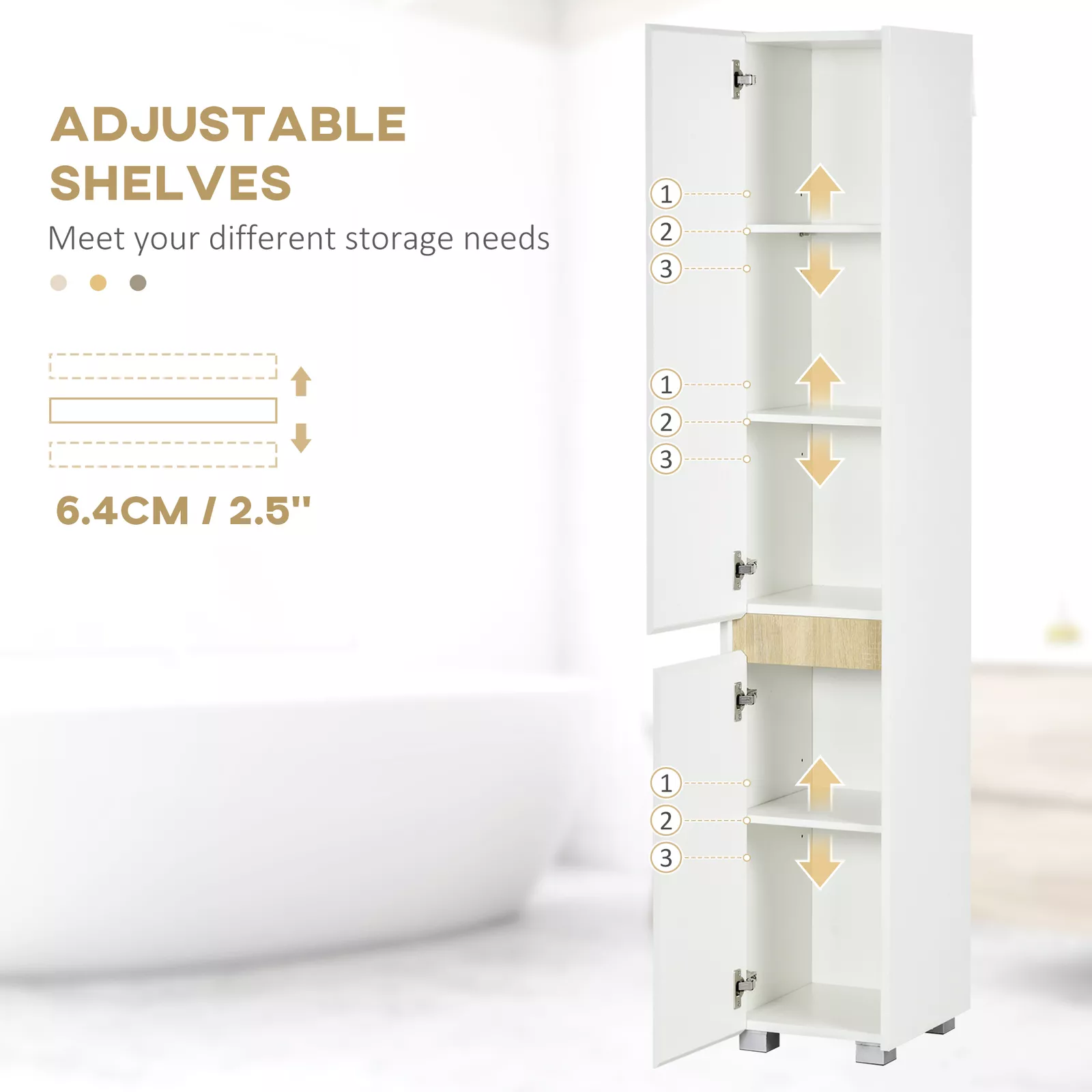 Millie Tall Freestanding Bathroom Cabinet - Image 5