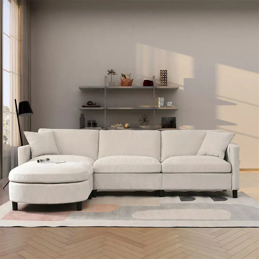Modern Chenille L Shaped Sectional Couch - Image 3