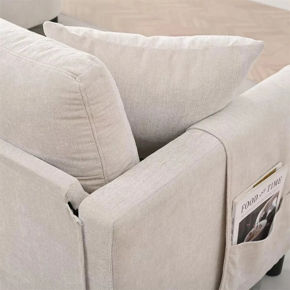 Modern Chenille L Shaped Sectional Couch - Image 5