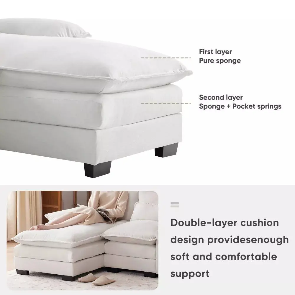 Modern Chenille U Shaped Sectional Console Couch - Image 10