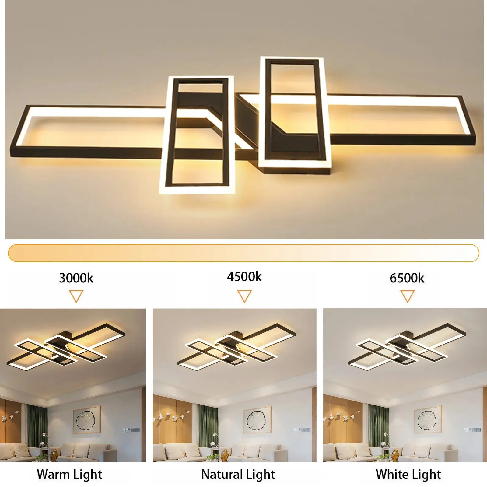 Modern Geometric Flush Mount Ceiling Light - Image 3
