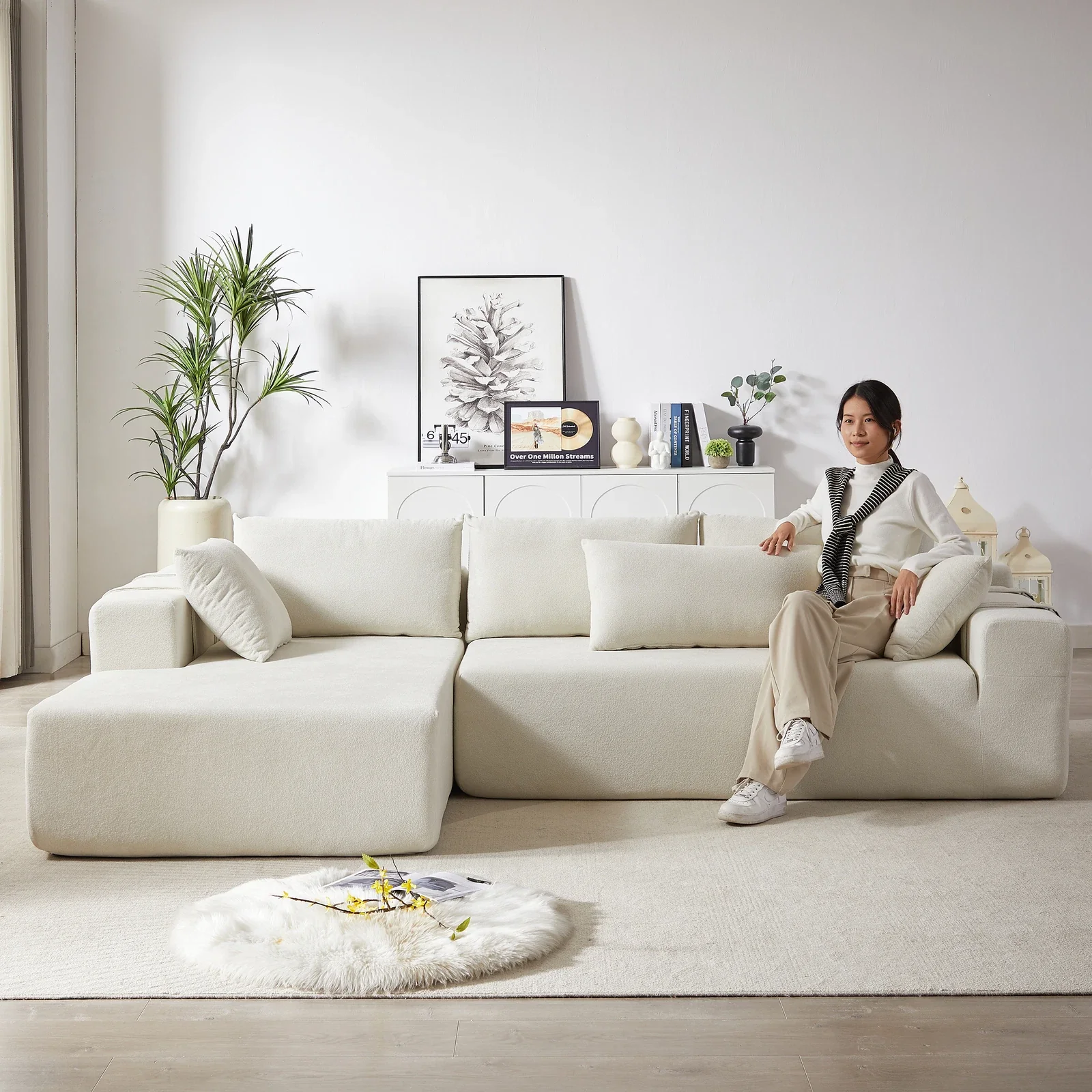 Modern Modular L Shaped Sectional Sleeper Couch - Image 8