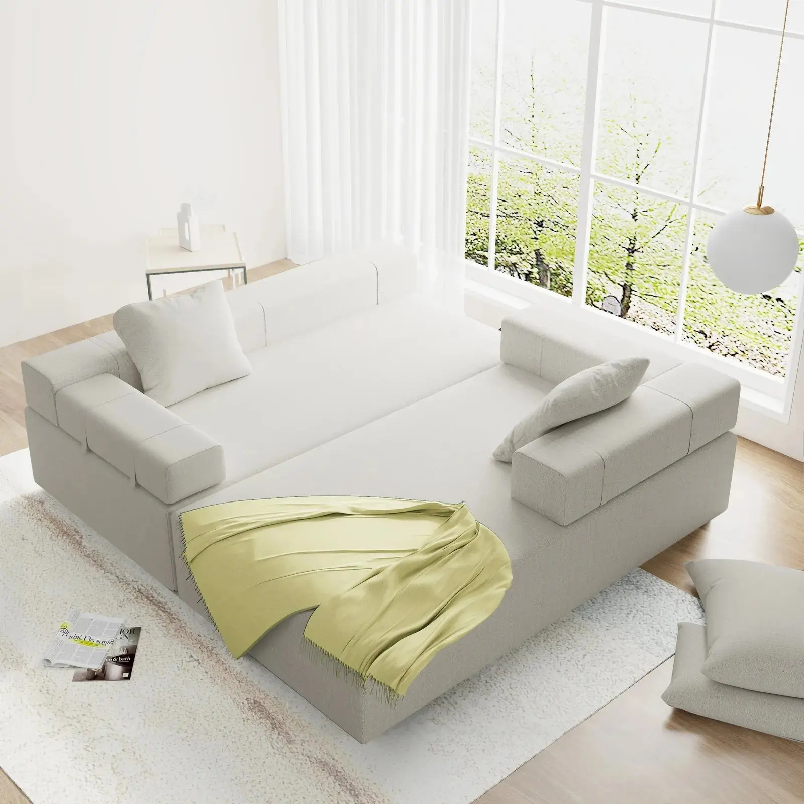 Modern Modular L Shaped Sectional Sleeper Couch - Image 4