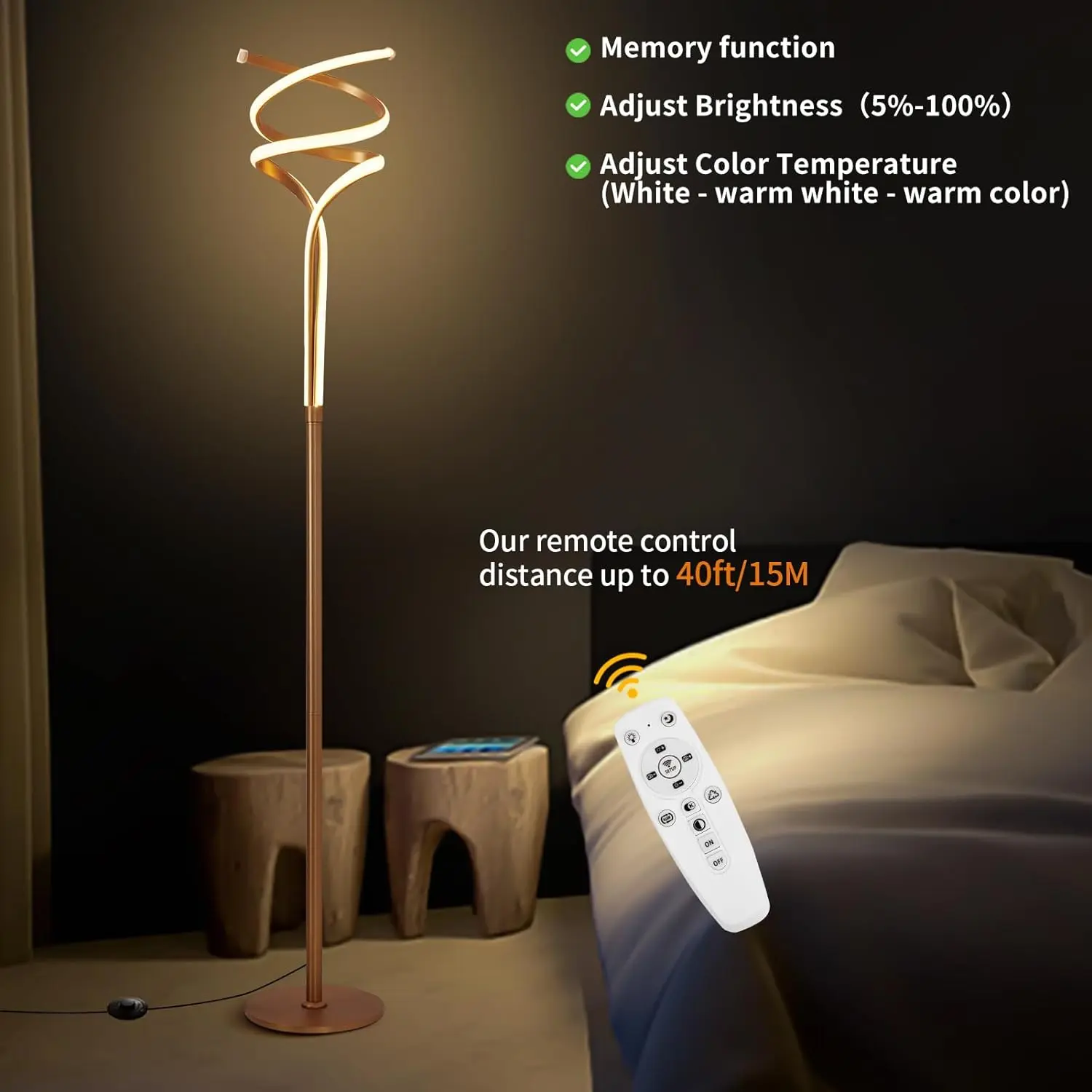 Modern Spiral Living Room Floor Lamp - Image 4