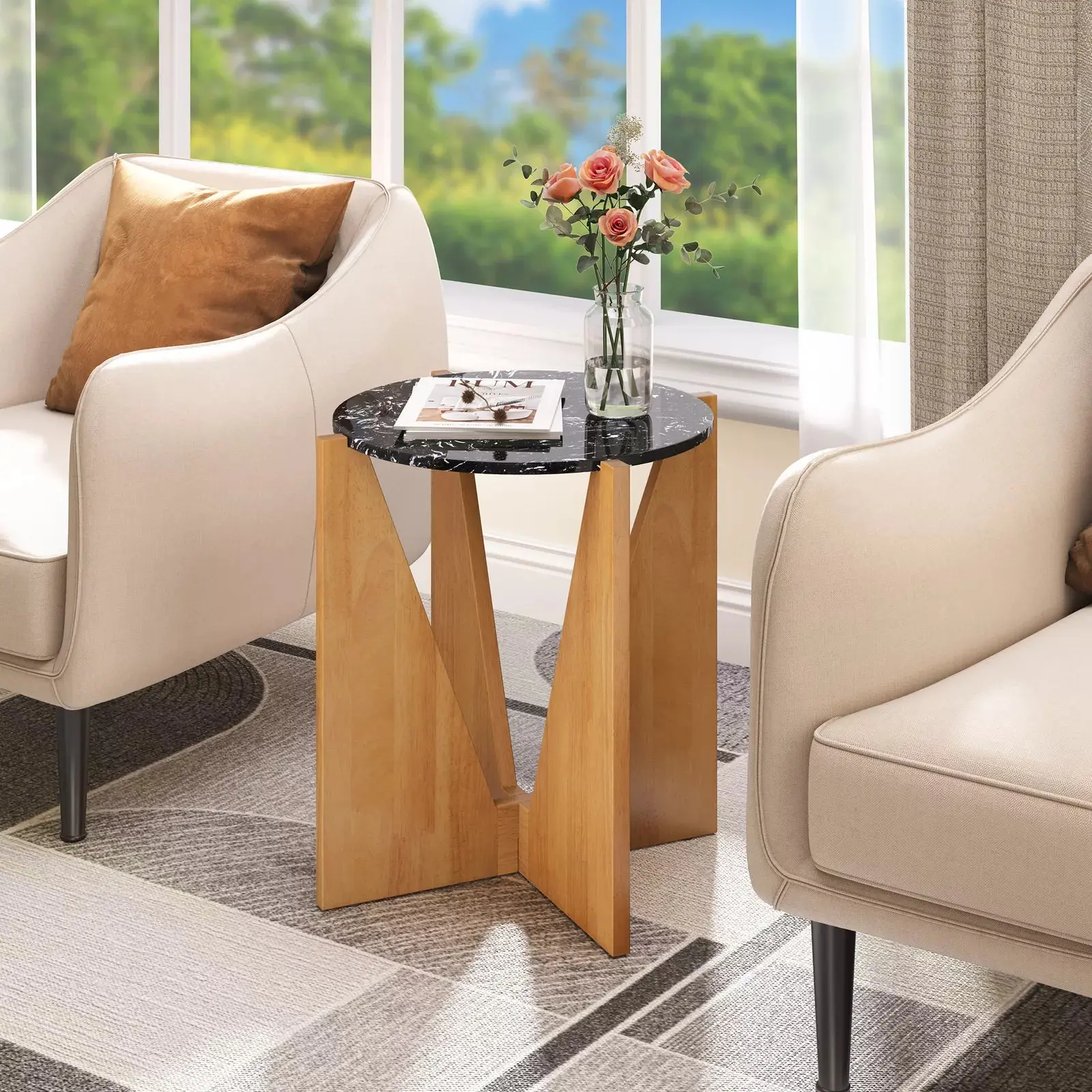 Morse Marble Nightstand Table - Image 6