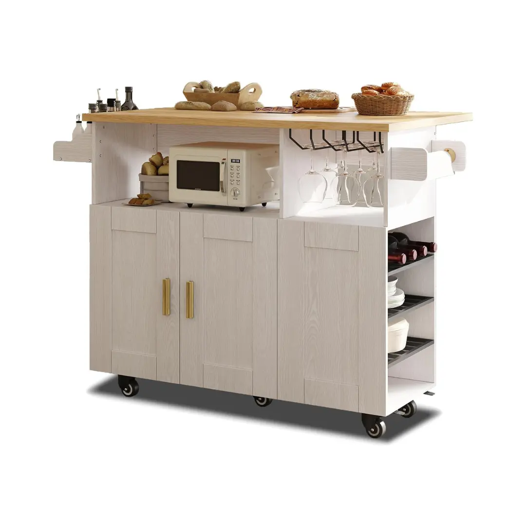 Myles Rolling Drop Leaf Kitchen Island Cart - Image 2