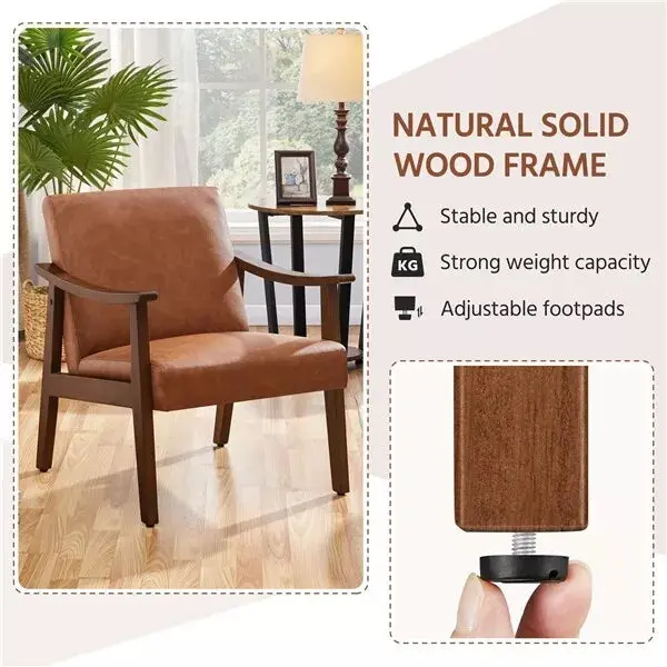 Nia Leather Mid Century Accent Armchair - Image 6