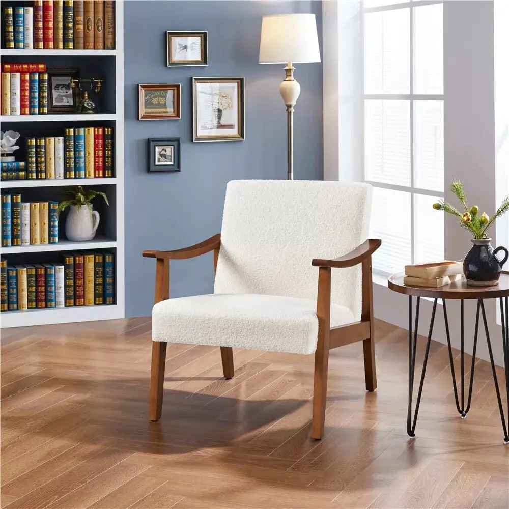 Nia Leather Mid Century Accent Armchair - Image 9