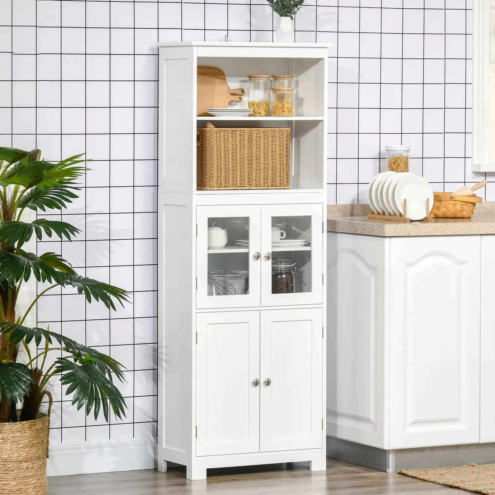 Niall White Kitchen Pantry Storage Cabinet