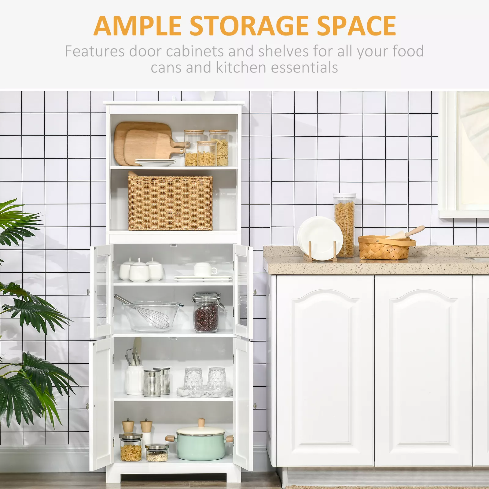 Niall White Kitchen Pantry Storage Cabinet - Image 4