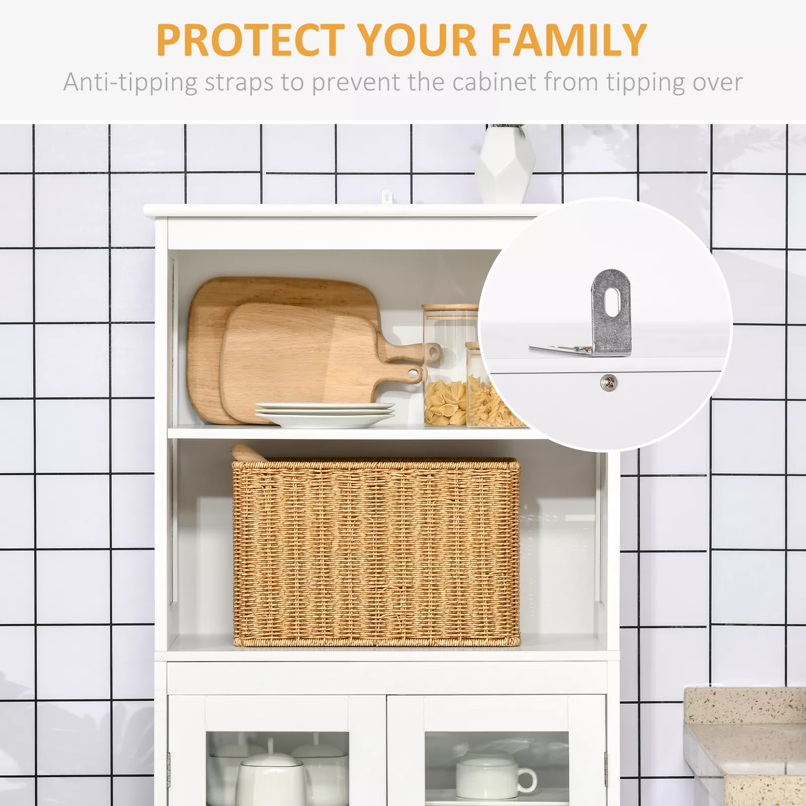 Niall White Kitchen Pantry Storage Cabinet - Image 6