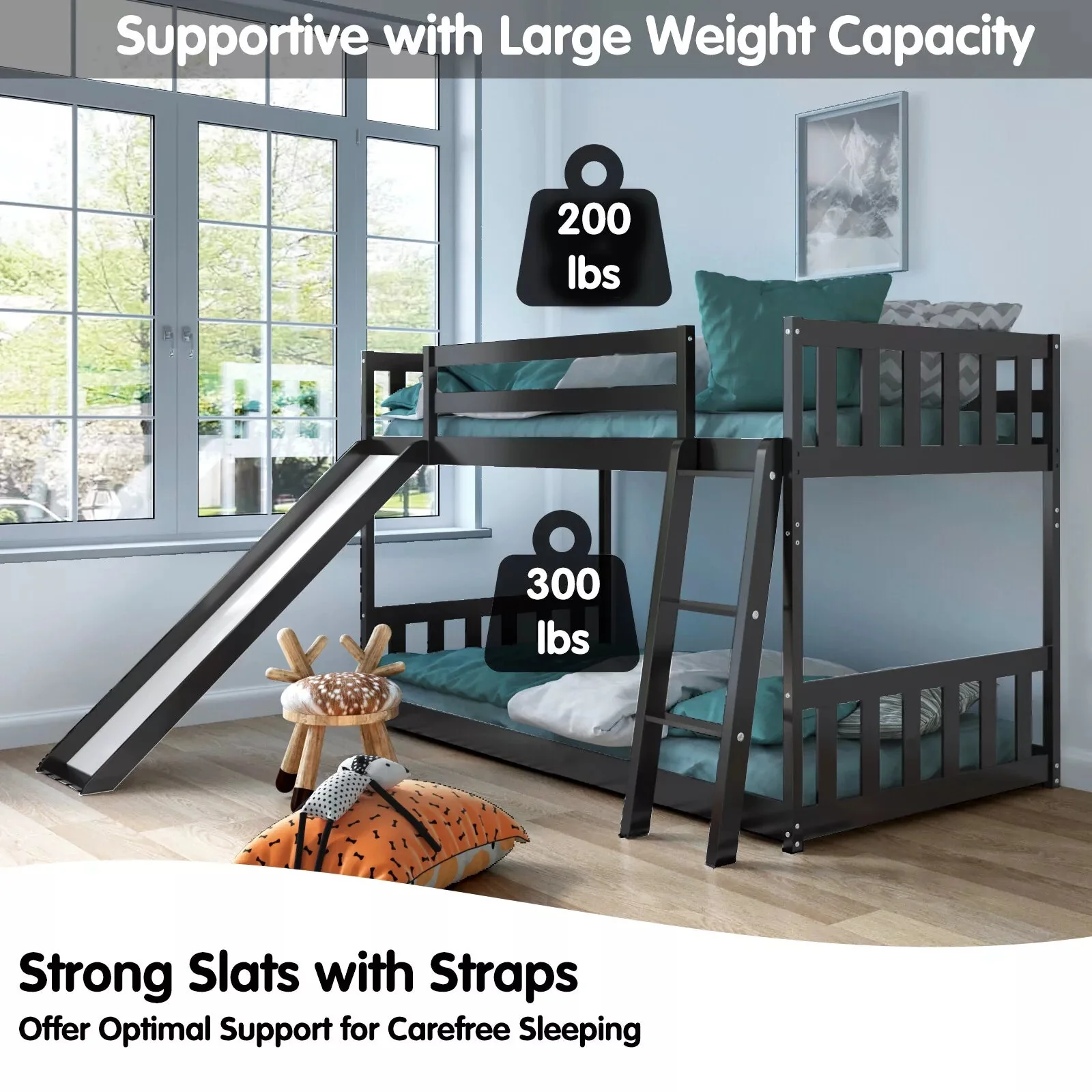Nina Twin Over Twin Kids Bunk Bed With Slide - Image 5