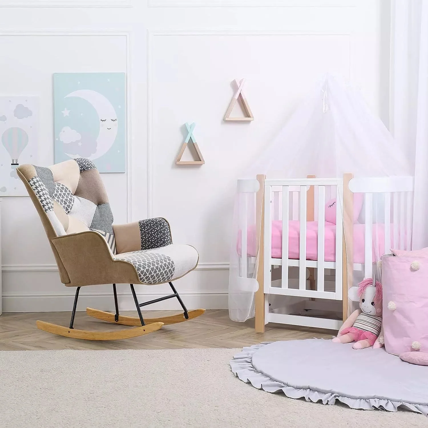 Nursery Modern Cushioned Rocking Armchair - Image 2