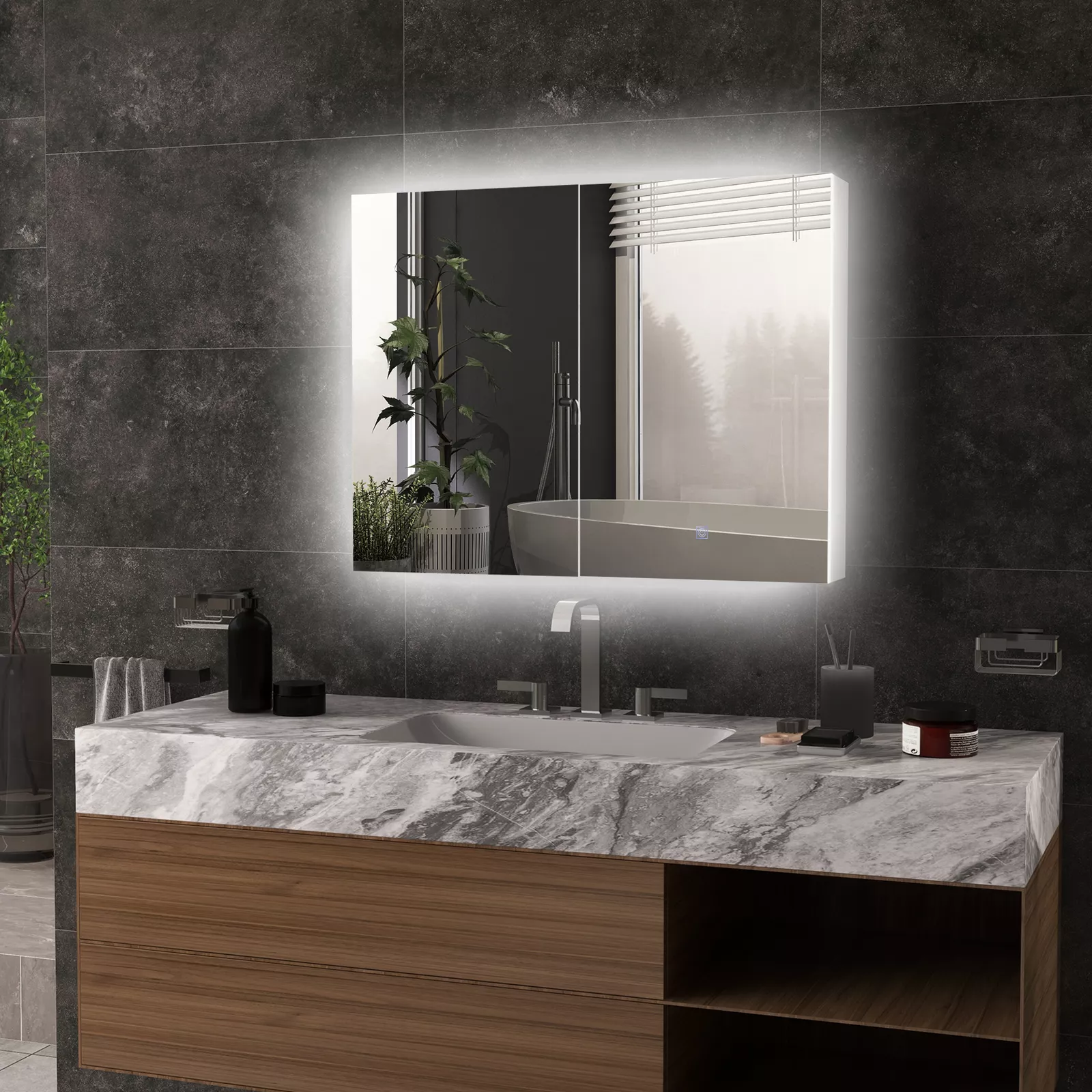 Olivia Bathroom Mirror Wall Cabinet With Light